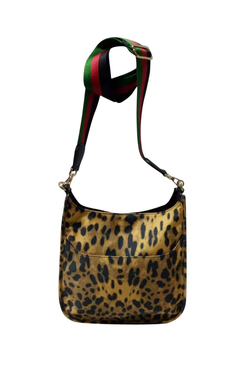 Leopard nylon crossbody bag